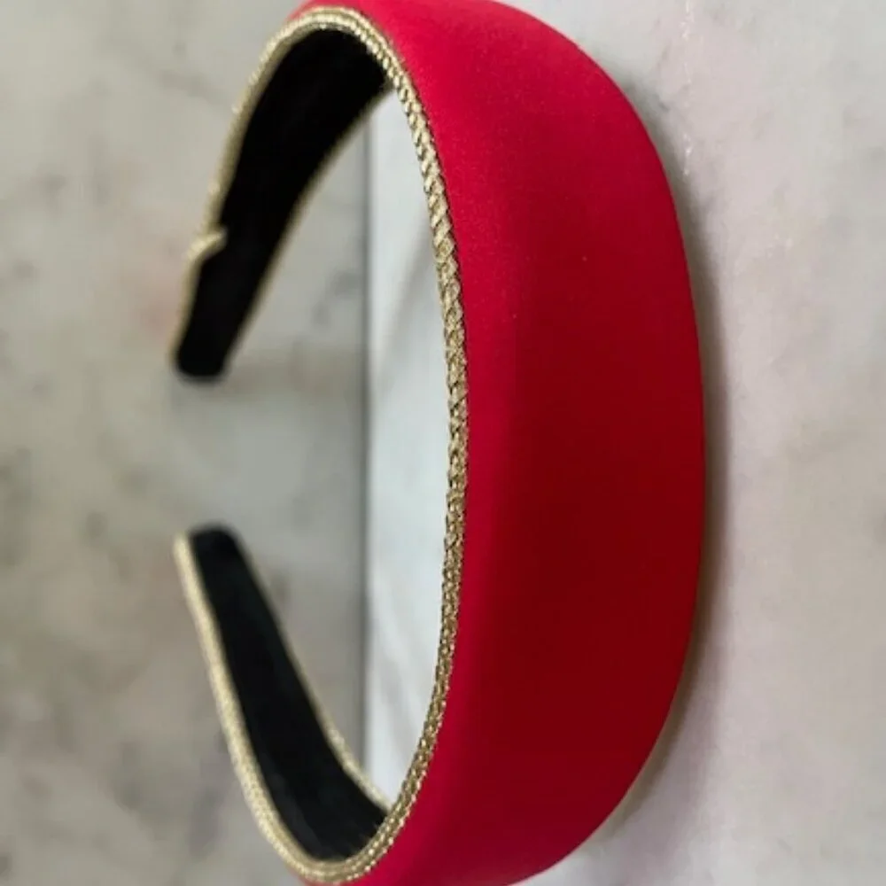 DEBORAH RHODES MOCHA Red Gold Padded Vintage Headband